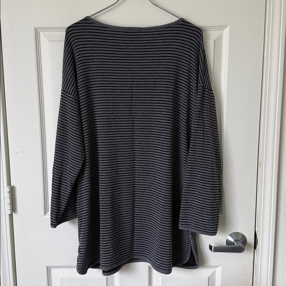 Eileen Fisher Black and Gray Striped Top. - Picture 7 of 10